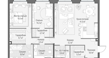 4-к. квартира, 126&nbsp;м²