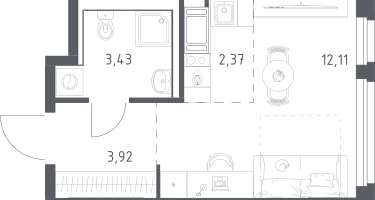 Студия, 21&nbsp;м²