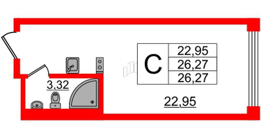 Студия, 25&nbsp;м²