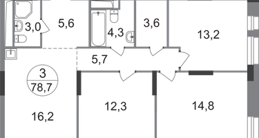 3-к. квартира, 78&nbsp;м²