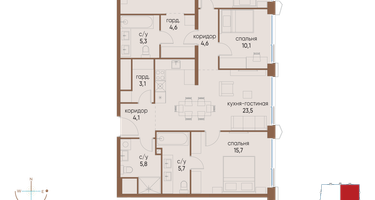 4-к. квартира, 112 м²