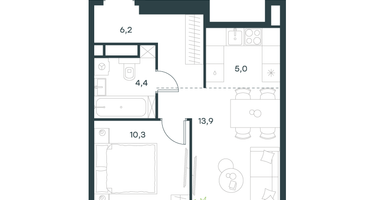 2-к. квартира, 39&nbsp;м²