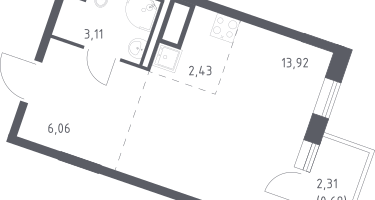 Студия, 26&nbsp;м²