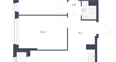 2-к. квартира, 57&nbsp;м²