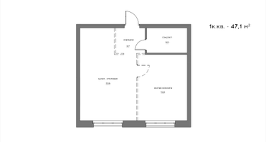 1-к. квартира, 47&nbsp;м²