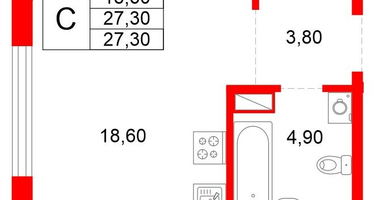 Студия, 27&nbsp;м²