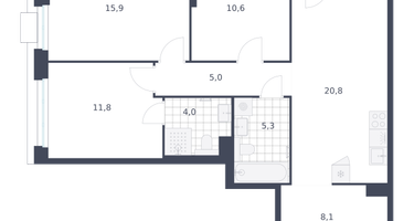 3-к. квартира, 82&nbsp;м²