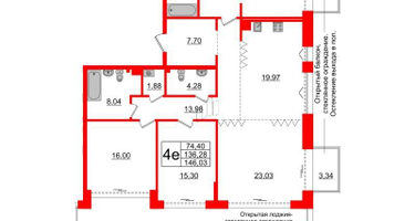 4-к. квартира, 136&nbsp;м²