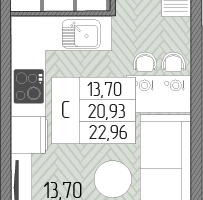 Студия, 22&nbsp;м²