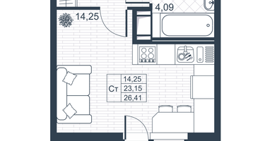Студия, 22&nbsp;м²