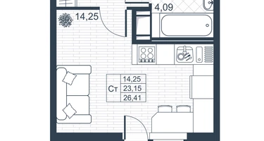 Студия, 22&nbsp;м²