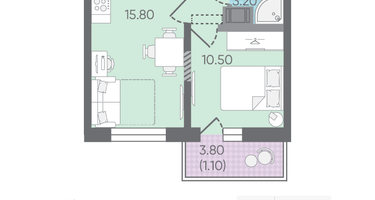 1-к. квартира, 33&nbsp;м²