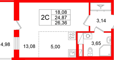 Студия, 24 м²