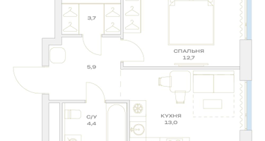 1-к. квартира, 39&nbsp;м²