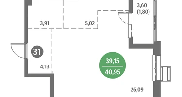 1-к. квартира, 40&nbsp;м²