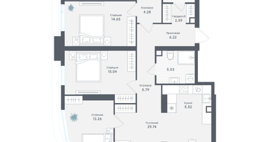 4-к. квартира, 127&nbsp;м²