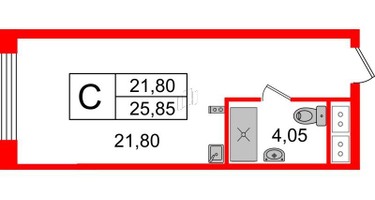 Студия, 25 м²