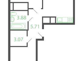 2-к. квартира, 60&nbsp;м²