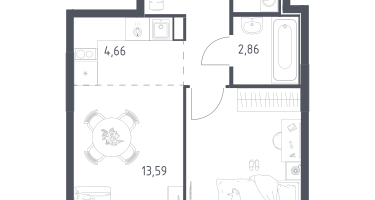 Студия, 44&nbsp;м²