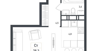 Студия, 28&nbsp;м²