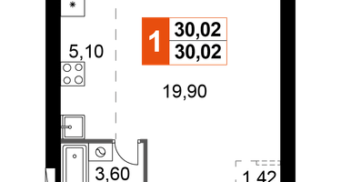1-к. квартира, 30 м²