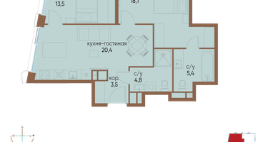 2-к. квартира, 65&nbsp;м²