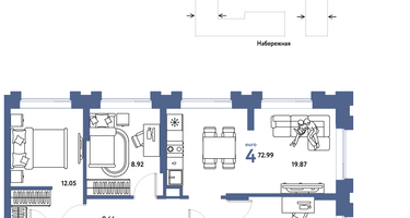 4-к. квартира, 72 м²