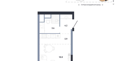 Студия, 34 м²
