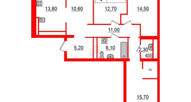 4-к. квартира, 91&nbsp;м²
