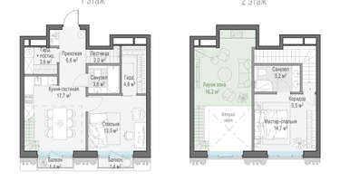 2-к. квартира, 72&nbsp;м²