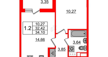 1-к. квартира, 32&nbsp;м²