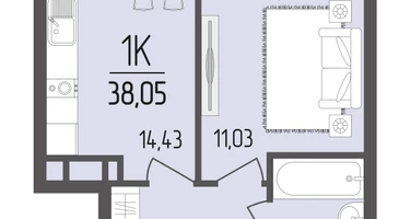 1-к. квартира, 38&nbsp;м²