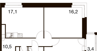 2-к. квартира, 58&nbsp;м²