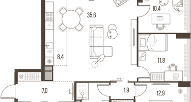 4-к. квартира, 106&nbsp;м²