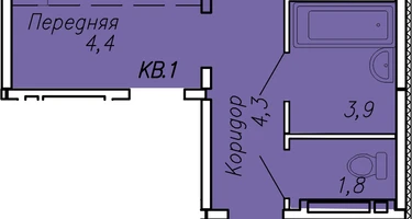 2-к. квартира, 59 м²
