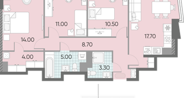 3-к. квартира, 74 м²