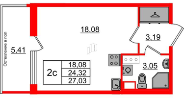 Студия, 24&nbsp;м²