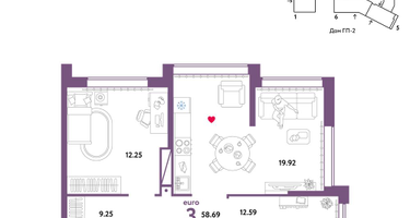 3-к. квартира, 58&nbsp;м²