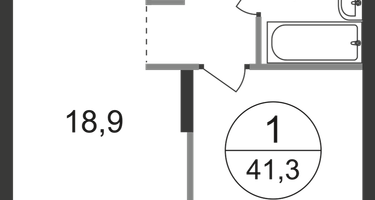 1-к. квартира, 41 м²