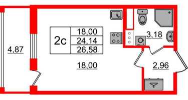 Студия, 24&nbsp;м²