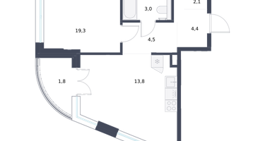 1-к. квартира, 48&nbsp;м²