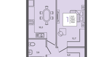 1-к. квартира, 32 м²