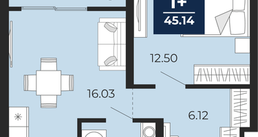 1-к. квартира, 43 м²