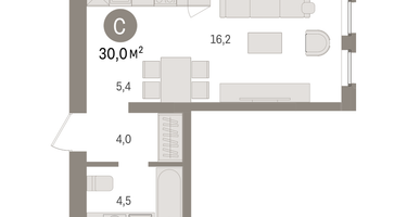 Студия, 30&nbsp;м²