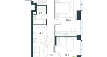 3-к. квартира, 61 м²
