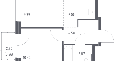 Студия, 34&nbsp;м²