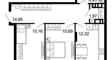 2-к. квартира, 67&nbsp;м²