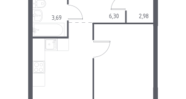 1-к. квартира, 40&nbsp;м²