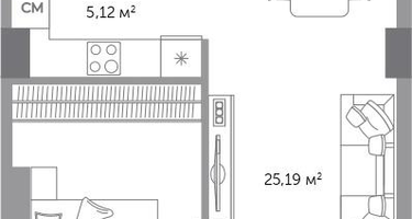 2-к. квартира, 55 м²