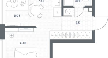 1-к. квартира, 33&nbsp;м²